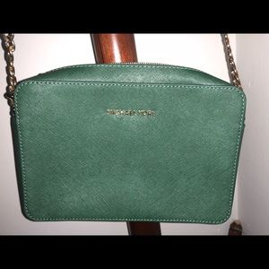 MK Jet Set green crossbody bag